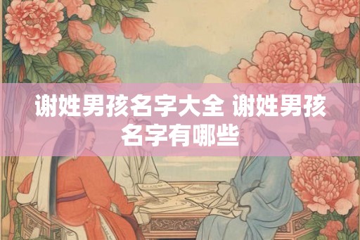谢姓男孩名字大全 谢姓男孩名字有哪些