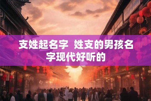 支姓起名字  姓支的男孩名字现代好听的