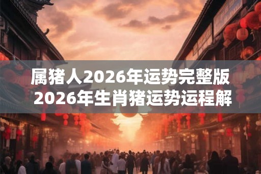 属猪人2026年运势完整版 2026年生肖猪运势运程解析 属猪人2026年运势完整版 2026年生肖猪运势运程解析