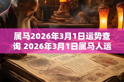 属马2026年3月1日运势查询 2026年3月1日属马人运势好吗
