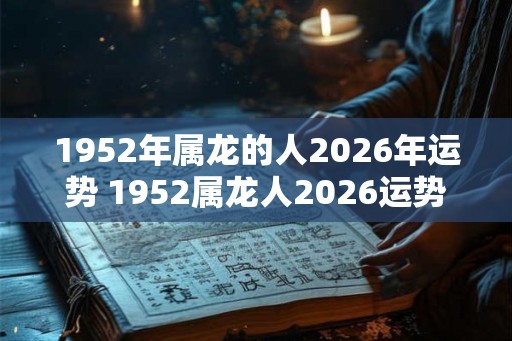 1952年属龙的人2026年运势 1952属龙人2026运势如何