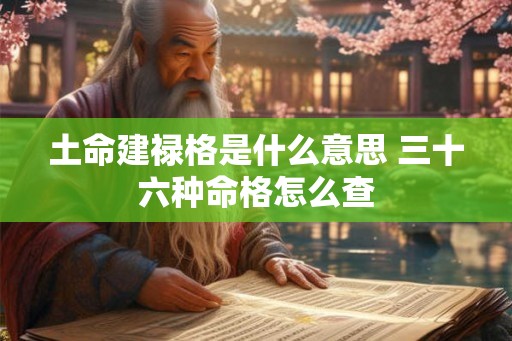 土命建禄格是什么意思 三十六种命格怎么查
