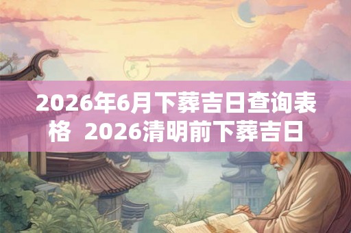 2026年6月下葬吉日查询表格 2026清明前下葬吉日 2026年6月下葬吉日查询表格 2026清明前下葬吉日