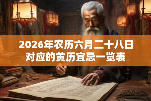2026年农历六月二十八日对应的黄历宜忌一览表