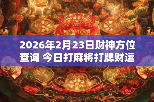 2026年2月23日财神方位查询 今日打麻将打牌财运方位