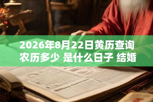 2026年8月22日黄历查询 农历多少 是什么日子 结婚吉时