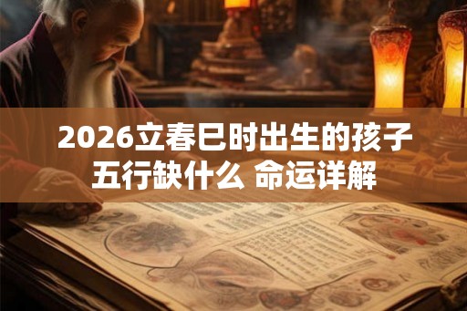 2026立春巳时出生的孩子五行缺什么 命运详解