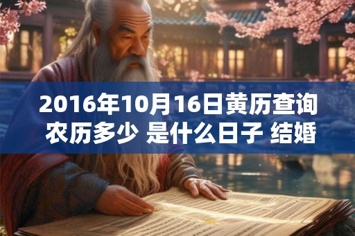 2016年10月16日黄历查询 农历多少 是什么日子 结婚吉时 2016年10月16日黄历查询 农历多少 是什么日子 结婚吉时