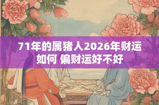 71年的属猪人2026年财运如何 偏财运好不好 71年的属猪人2026年财运如何 偏财运好不好