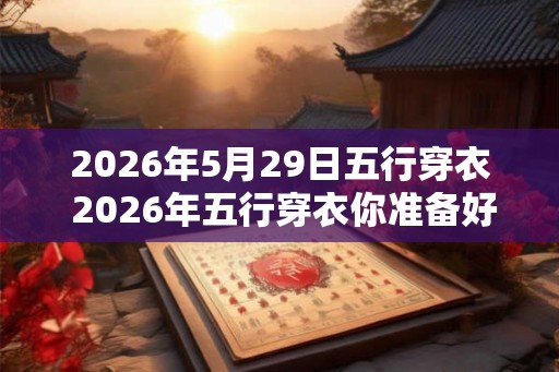 2026年5月29日五行穿衣 2026年五行穿衣你准备好了吗