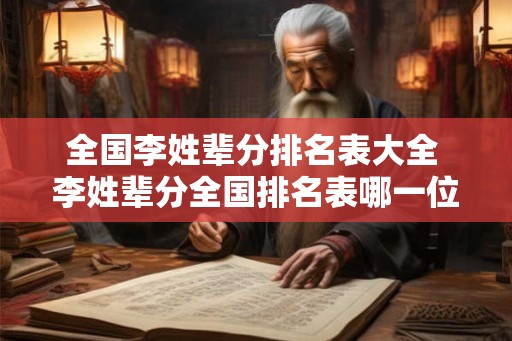 全国李姓辈分排名表大全 李姓辈分全国排名表哪一位最高