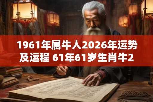 1961年属牛人2026年运势及运程 61年61岁生肖牛2026年每月运势