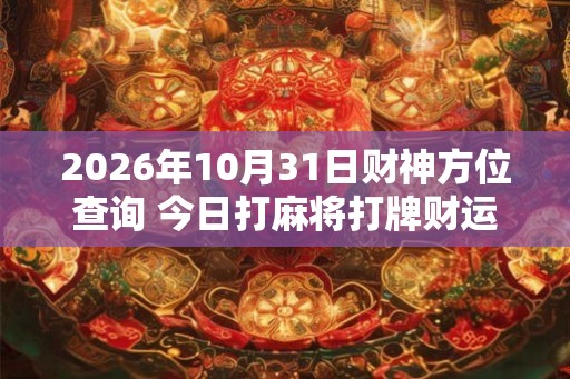 2026年10月31日财神方位查询 今日打麻将打牌财运方位 2026年10月31日财神方位查询 今日打麻将打牌财运方位