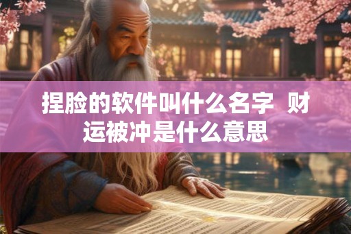 捏脸的软件叫什么名字  财运被冲是什么意思