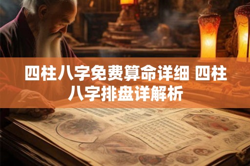 四柱八字免费算命详细 四柱八字排盘详解析