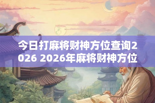 今日打麻将财神方位查询2026 2026年麻将财神方位在哪