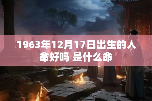1963年12月17日出生的人命好吗 是什么命 1963年12月17日出生的人命好吗 是什么命