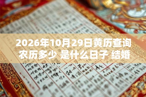 2026年10月29日黄历查询 农历多少 是什么日子 结婚吉时