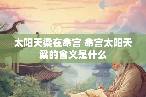 太阳天梁在命宫 命宫太阳天梁的含义是什么