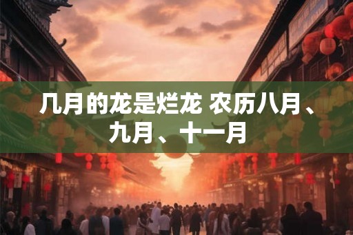 几月的龙是烂龙 农历八月、九月、十一月