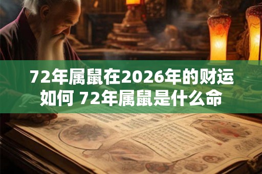72年属鼠在2026年的财运如何 72年属鼠是什么命