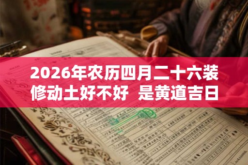 2026年农历四月二十六装修动土好不好  是黄道吉日吗