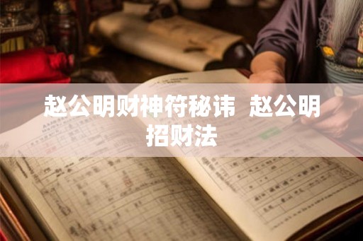 赵公明财神符秘讳  赵公明招财法
