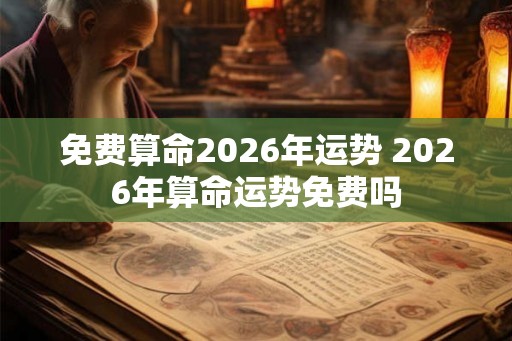 免费算命2026年运势 2026年算命运势免费吗