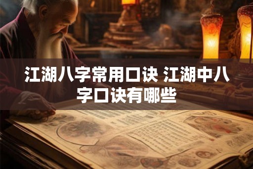江湖八字常用口诀 江湖中八字口诀有哪些