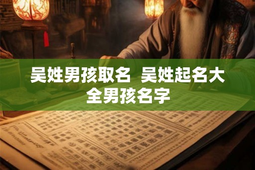 吴姓男孩取名  吴姓起名大全男孩名字