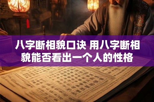 八字断相貌口诀 用八字断相貌能否看出一个人的性格 八字断相貌口诀 用八字断相貌能否看出一个人的性格