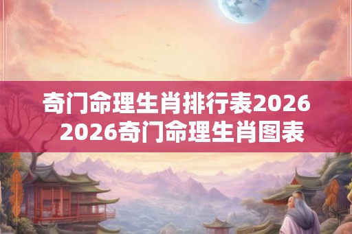 奇门命理生肖排行表2026  2026奇门命理生肖图表