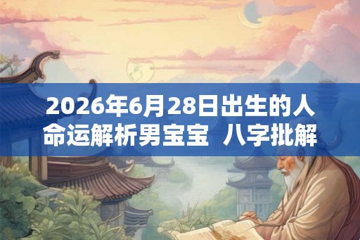 2026年6月28日出生的人命运解析男宝宝  八字批解