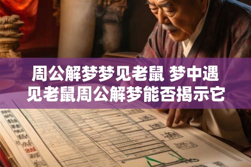 周公解梦梦见老鼠 梦中遇见老鼠周公解梦能否揭示它的含义 周公解梦梦见老鼠 梦中遇见老鼠周公解梦能否揭示它的含义
