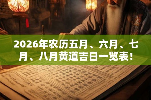 2026年农历五月、六月、七月、八月黄道吉日一览表！