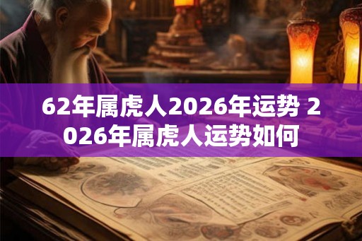 62年属虎人2026年运势 2026年属虎人运势如何