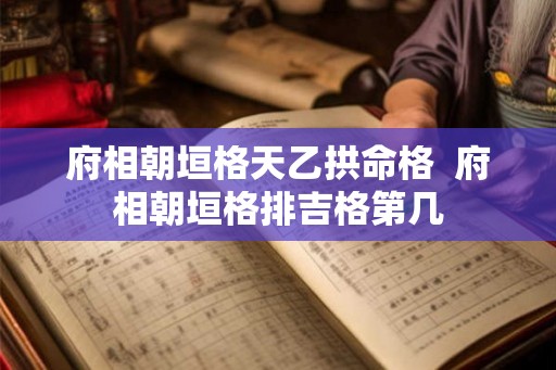 府相朝垣格天乙拱命格  府相朝垣格排吉格第几