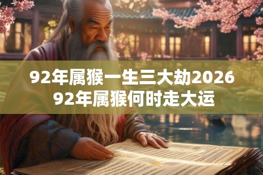 92年属猴一生三大劫2026 92年属猴何时走大运