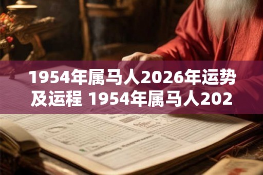 1954年属马人2026年运势及运程 1954年属马人2026运势如何