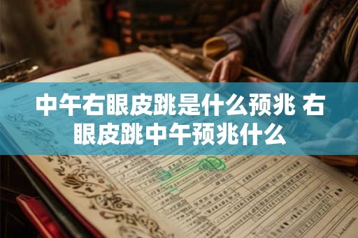 中午右眼皮跳是什么预兆 右眼皮跳中午预兆什么
