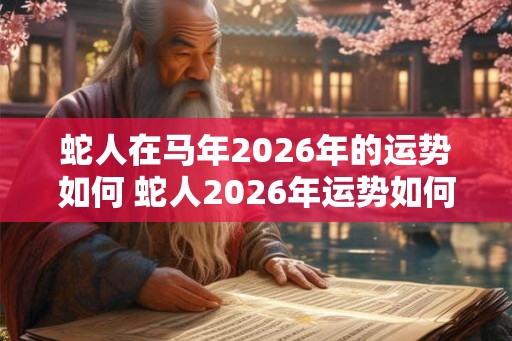 蛇人在马年2026年的运势如何 蛇人2026年运势如何