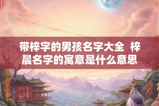 带梓字的男孩名字大全  梓晨名字的寓意是什么意思