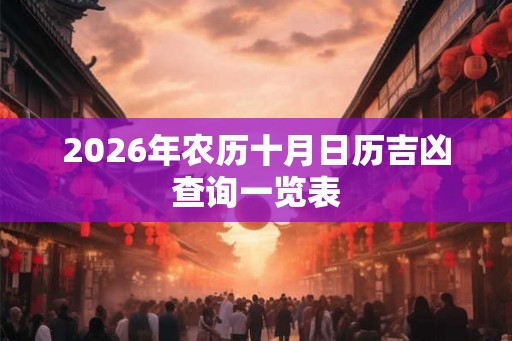 2026年农历十月日历吉凶查询一览表