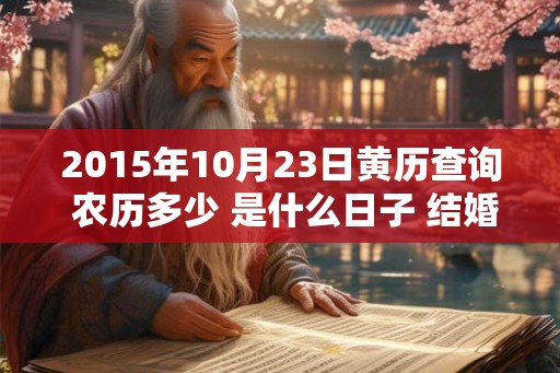 2015年10月23日黄历查询 农历多少 是什么日子 结婚吉时