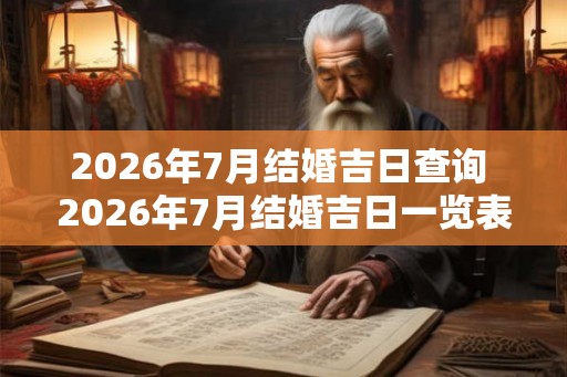 2026年7月结婚吉日查询 2026年7月结婚吉日一览表