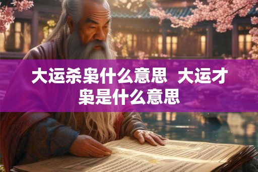 大运杀枭什么意思  大运才枭是什么意思
