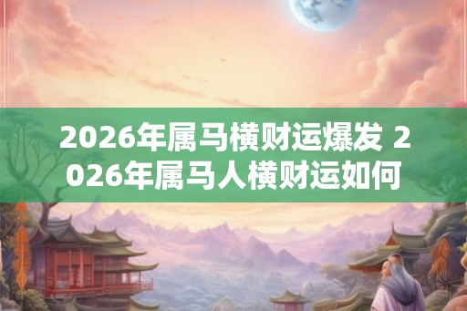 2026年属马横财运爆发 2026年属马人横财运如何