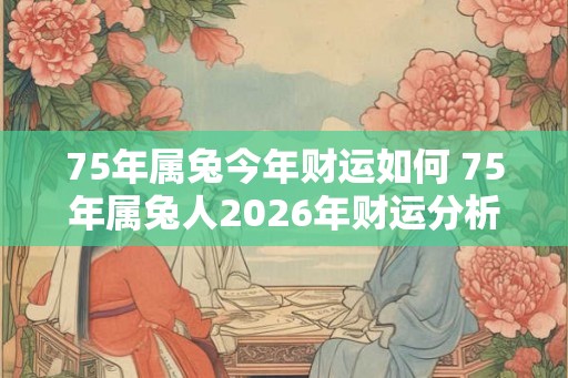 75年属兔今年财运如何 75年属兔人2026年财运分析