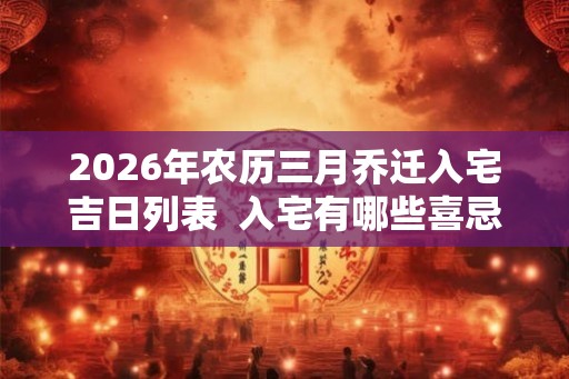 2026年农历三月乔迁入宅吉日列表  入宅有哪些喜忌