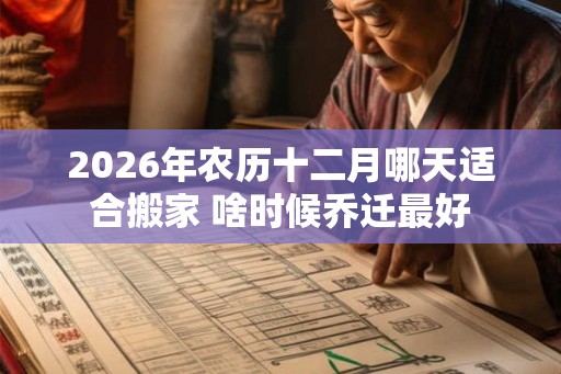 2026年农历十二月哪天适合搬家 啥时候乔迁最好